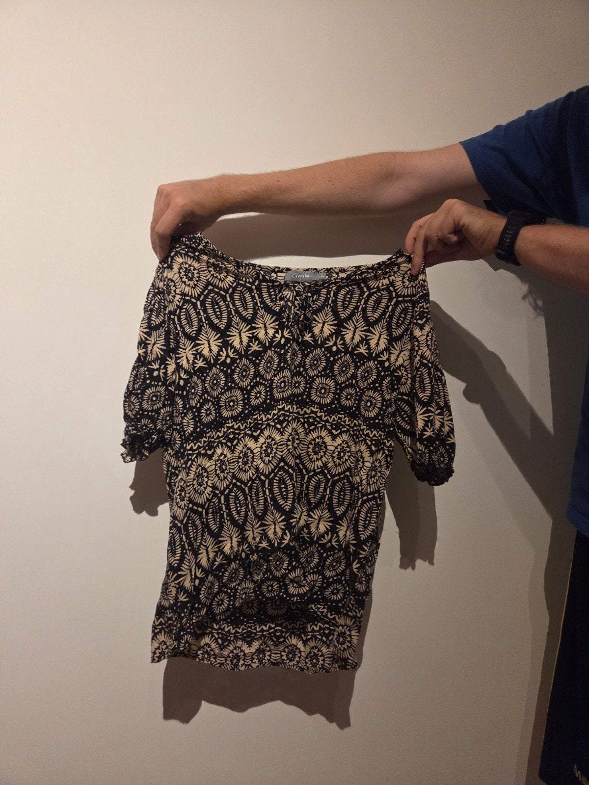 Geisha Dames Top Maat L/40 Zwart/Beige Print, Geisha, Zwart, Maat 42/44 (L), Ophalen of Verzenden