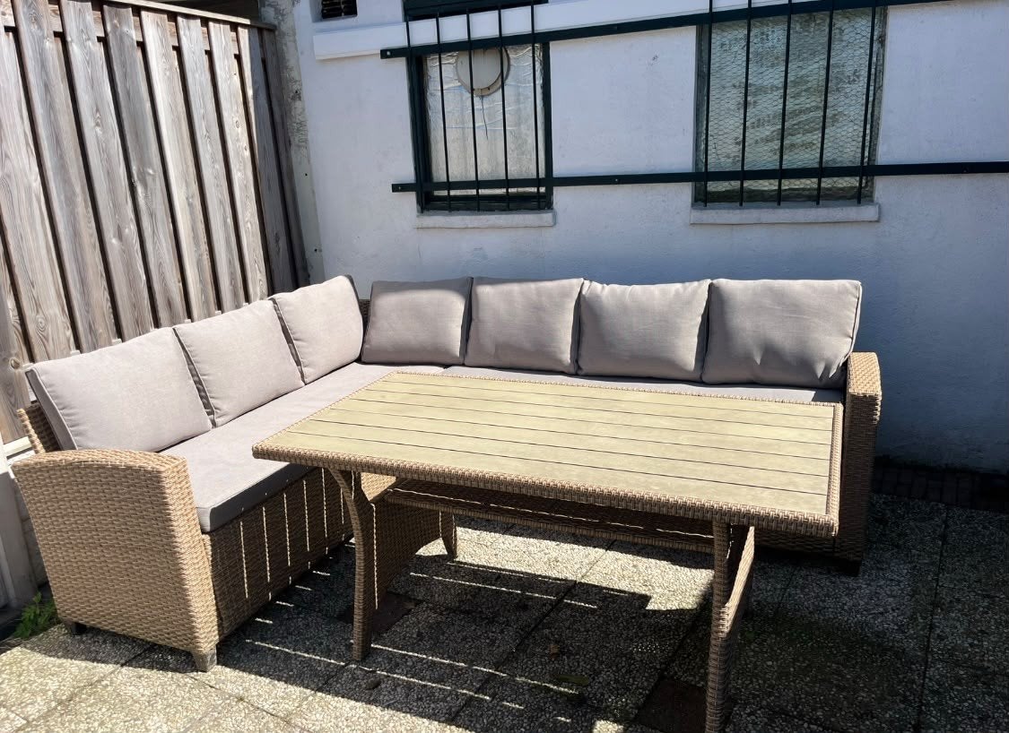 Loungeset AGERMOSE 6-persoons naturel - JYSK, Tuin en Terras, Ophalen, 6 zitplaatsen, Zo goed als nieuw, Loungeset