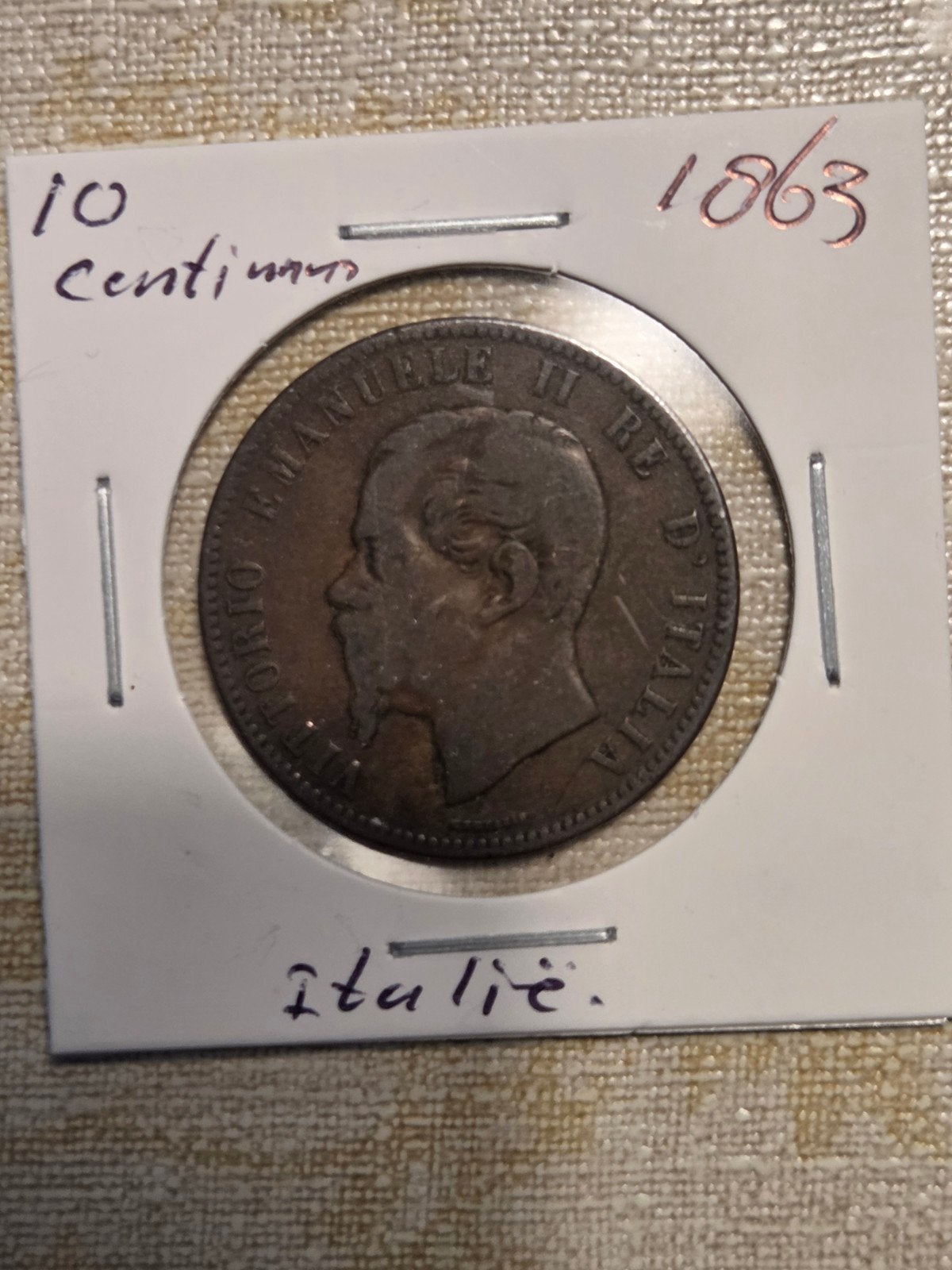 Zeldzame Italiaanse 10 Centesimi munt uit 1863, Ophalen of Verzenden, Losse munt