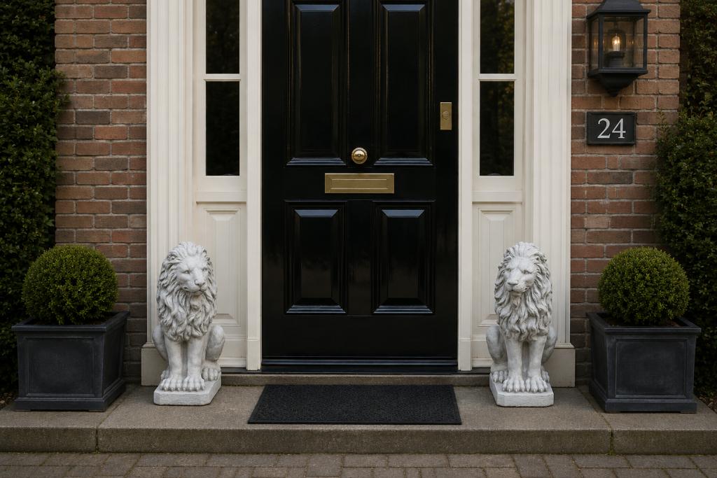 leeuw tuinbeelden set van 2, Tuin en Terras, Tuinbeelden, Nieuw, Dierenbeeld, Steen, Ophalen
