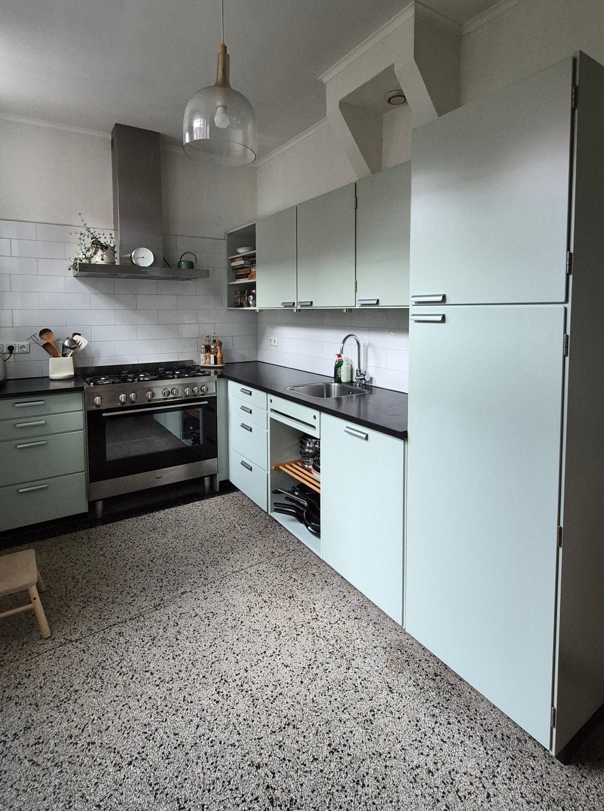 varengroene Bruynzeel keuken, Piet Zwart ontwerp, Gebruikt, Hoekkeuken, Ophalen of Verzenden, Composiet