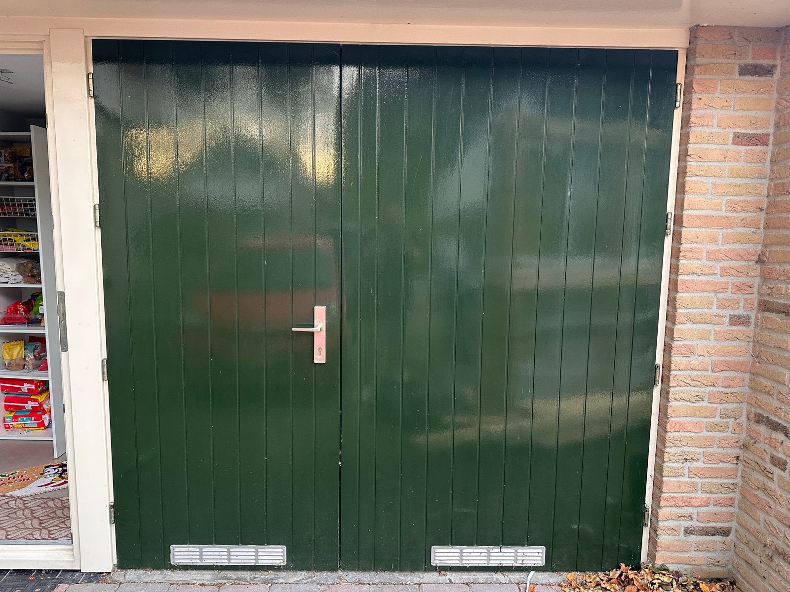 Groene houten garagedeuren, Ophalen, Gebruikt, Garagedeur, Hout