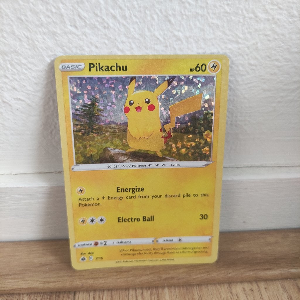 pokemonkaart Pikachu (hollow), Ophalen of Verzenden, Zo goed als nieuw, Losse kaart, Foil