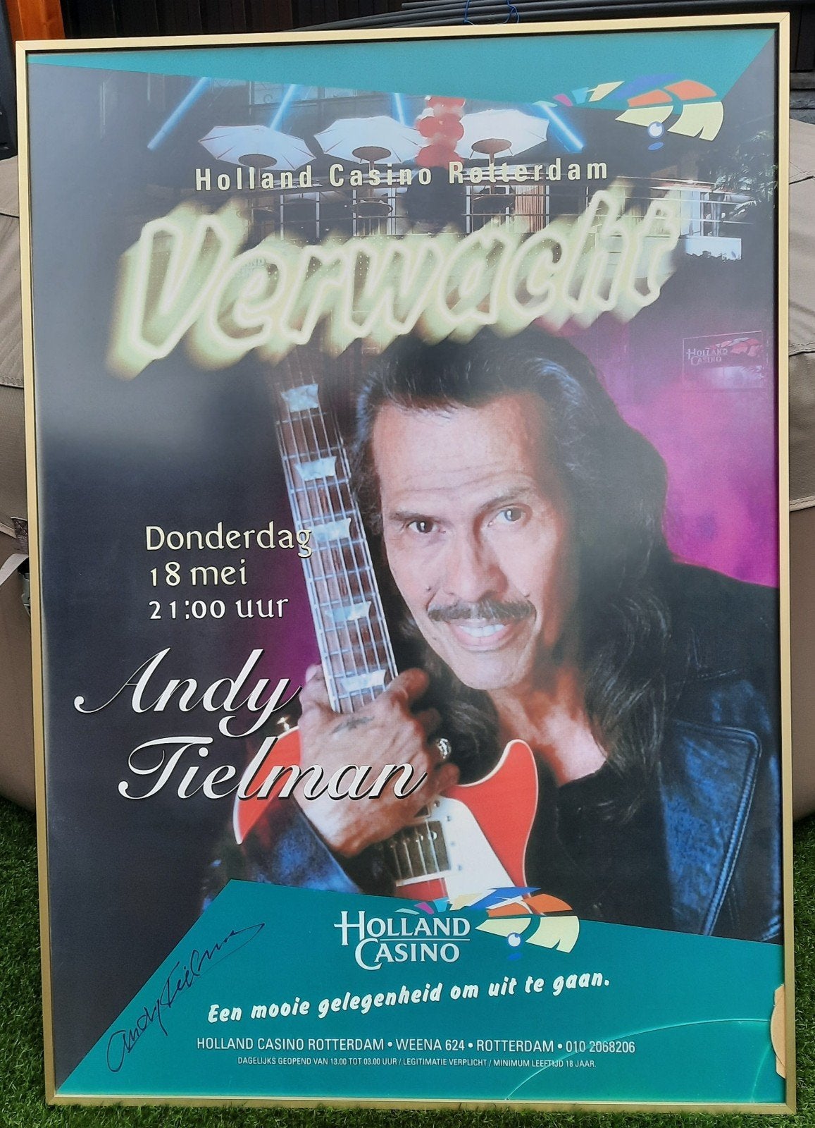 Grote gesigneerde poster van Andy Tielman - IndoRock, Ophalen, Gebruikt, A1 t/m A3