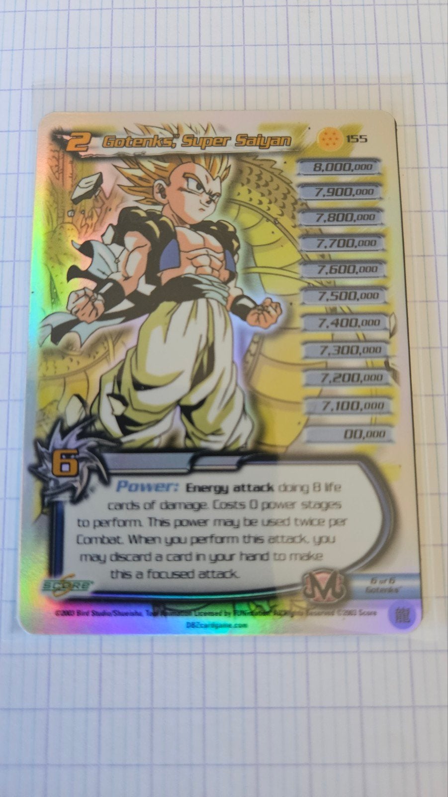 Score DBZ CCG - Gotenks, Super Saiyan #155 - Buu Saga - Limi, Verzenden, Zo goed als nieuw, Foil