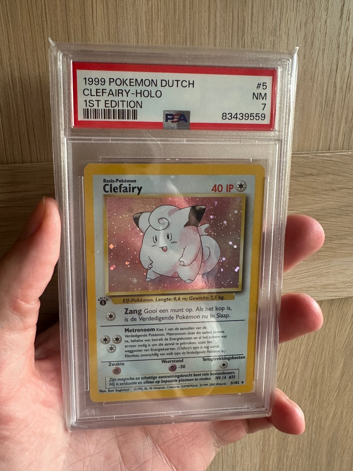 Clefairy 1st edition - PSA 7 NM - Base set NL 1999, Ophalen, Zo goed als nieuw