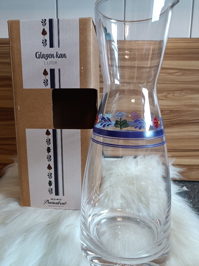 Royal Boch Boerenbont glazen karaf - NIEUW, Huis en Inrichting, Keuken | Servies, Glas of Glazen, Landelijk/Boerenbont, Nieuw