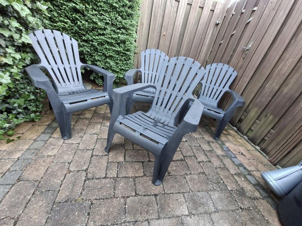 4 relaxstoelen voor in de tuin, Ophalen of Verzenden, Zo goed als nieuw, Kunststof, Stapelbaar