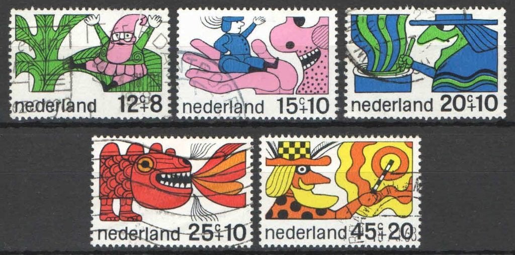 Nederland NVPH nr 912/6 gestempeld Kinderpostzegels 1968, Postzegels en Munten, Ophalen of Verzenden, Na 1940, Gestempeld