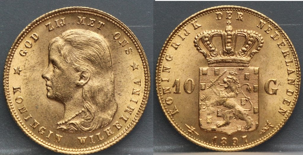Mooi gouden tientje 1897 - 10 gulden 1897 Wilhelmina, Koningin Wilhelmina, Losse munt, 10 gulden, Goud