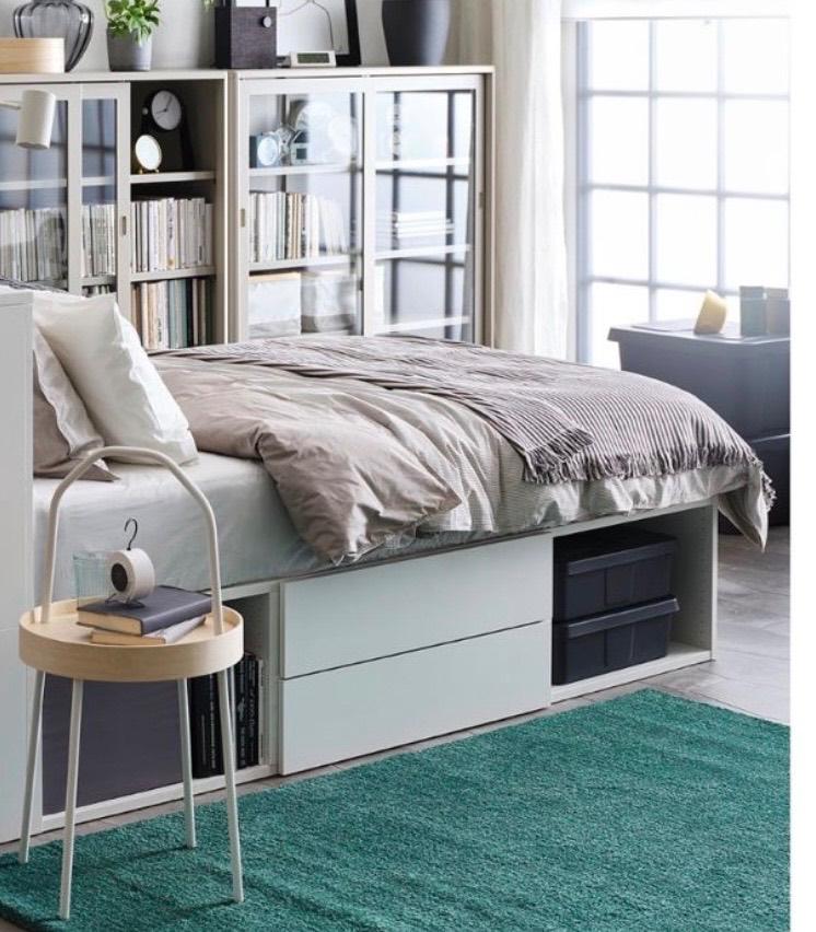 Gratis af te halen bed ikea, Ophalen, Gebruikt, Wit, 140 cm
