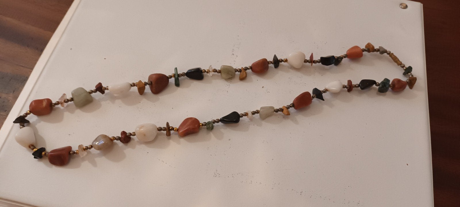 Kleurrijke vintage ketting met diverse natuurstenen, Gebruikt, Overige kleuren, Ophalen of Verzenden, Steen of Mineraal