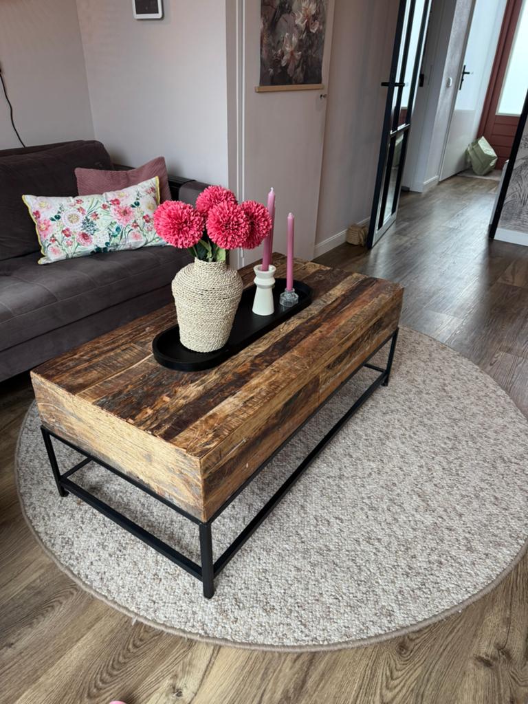 Robuuste salon tafel, Huis en Inrichting, Tafels | Salontafels, Ophalen, 100 tot 150 cm, 50 tot 100 cm, Zo goed als nieuw