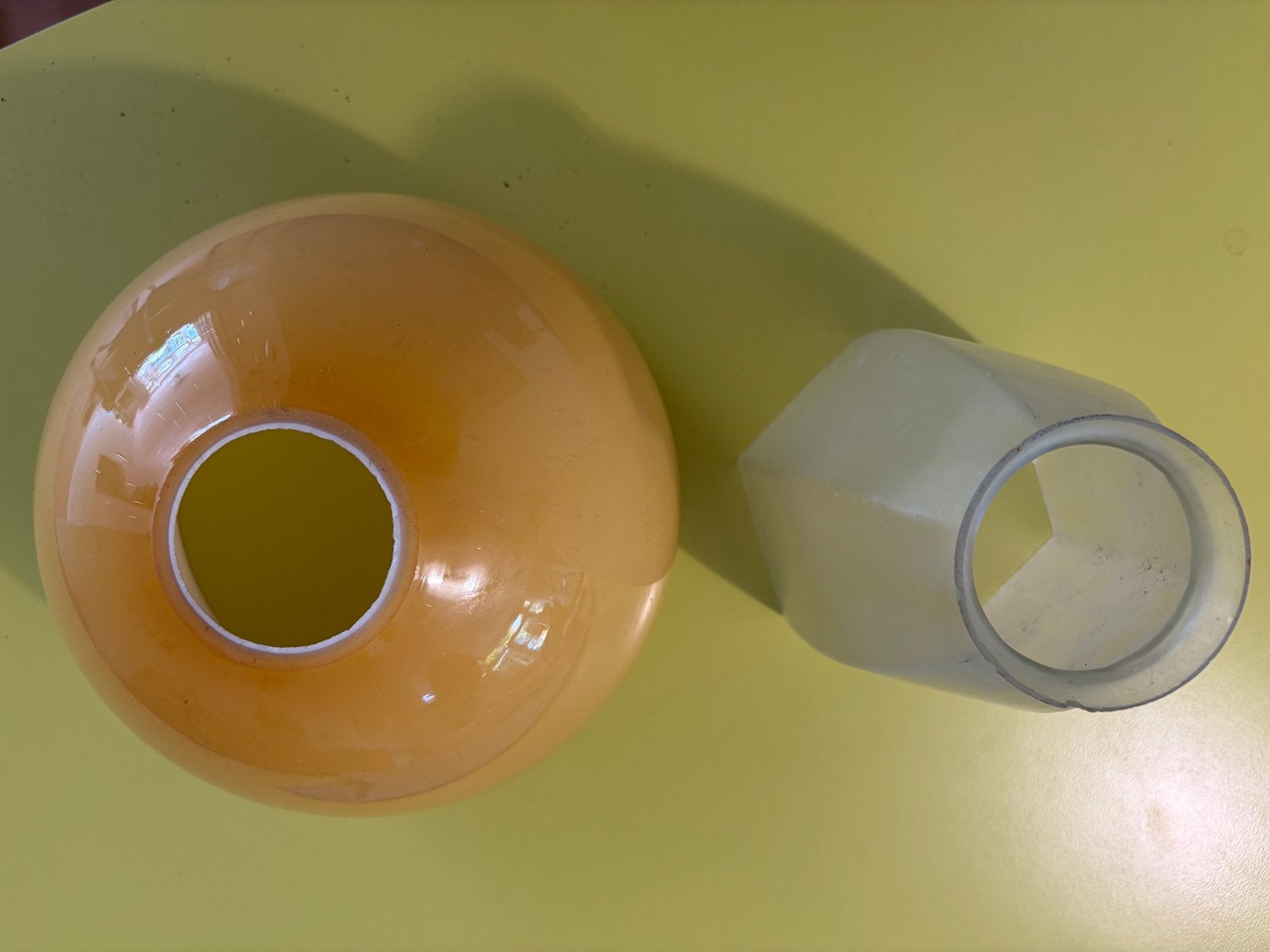 Vintage Lampenkapjes van glas, Huis en Inrichting, Lampen | Lampenkappen, Ophalen, Zo goed als nieuw, Rond, Minder dan 25 cm