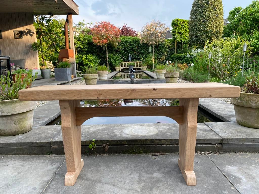 Tafeltje, bankje, sidetable, krukje uniek handgemaakt nieuw, 50 tot 100 cm, Eikenhout, Nieuw, Ophalen of Verzenden