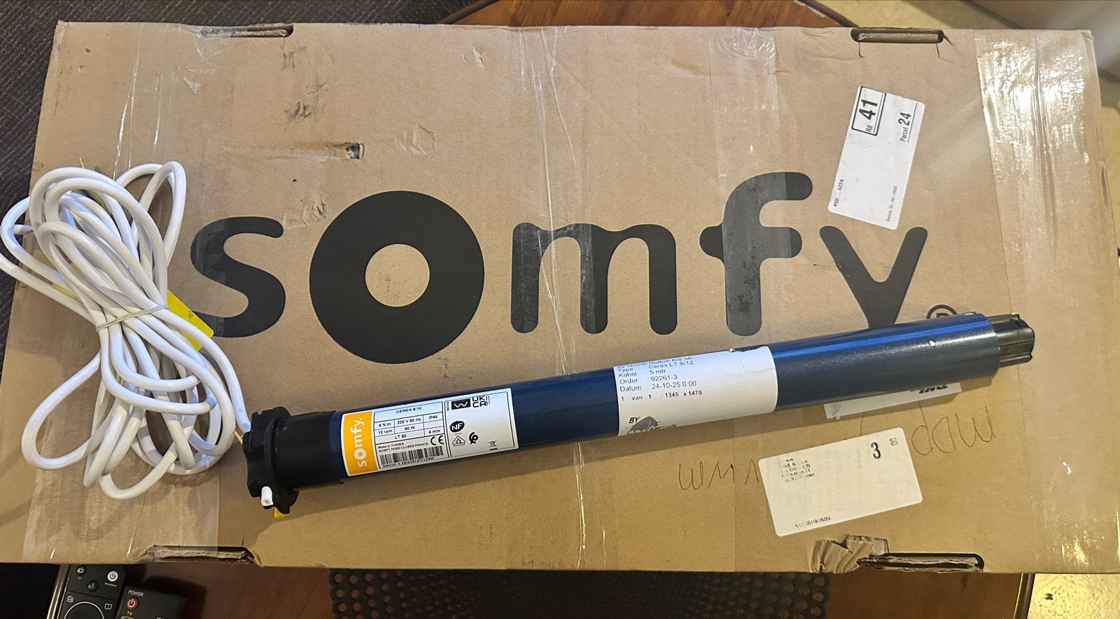 Somfy Ceres 8/12 Rolluikmotor - Nieuw in doos, Overige kleuren, Nieuw, Ophalen of Verzenden, Minder dan 100 cm