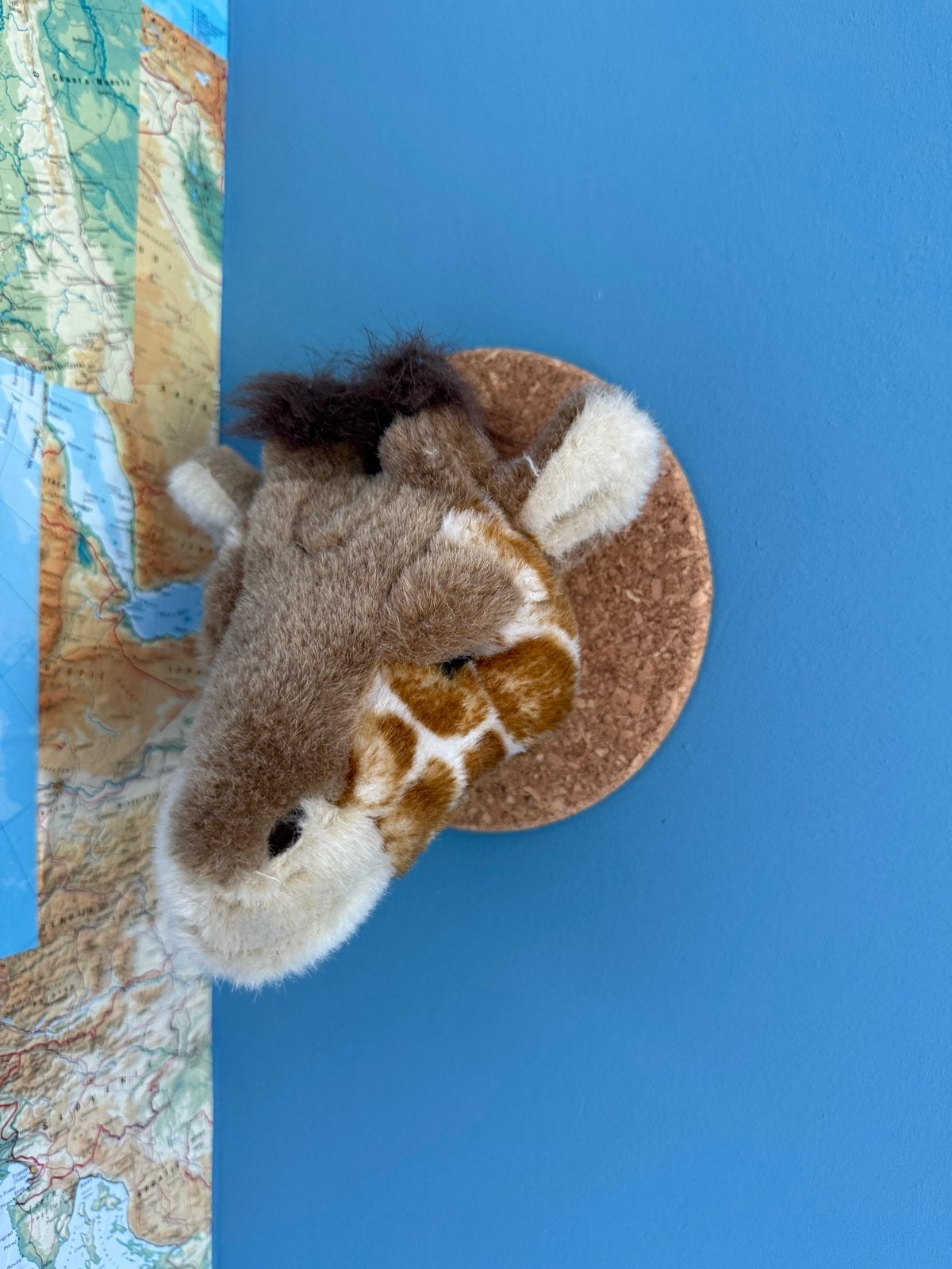 Set van 3 pluche dierenkoppen voor kinderkamer, Meerkleurig, Overige stijlen, Ophalen of Verzenden, Zo goed als nieuw