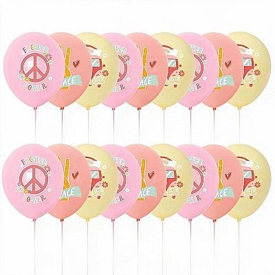 Ballonnen set Love & Peace Hippie. 18-delig, Versiering, Nieuw, Ophalen of Verzenden, Info@sweet-one.nl