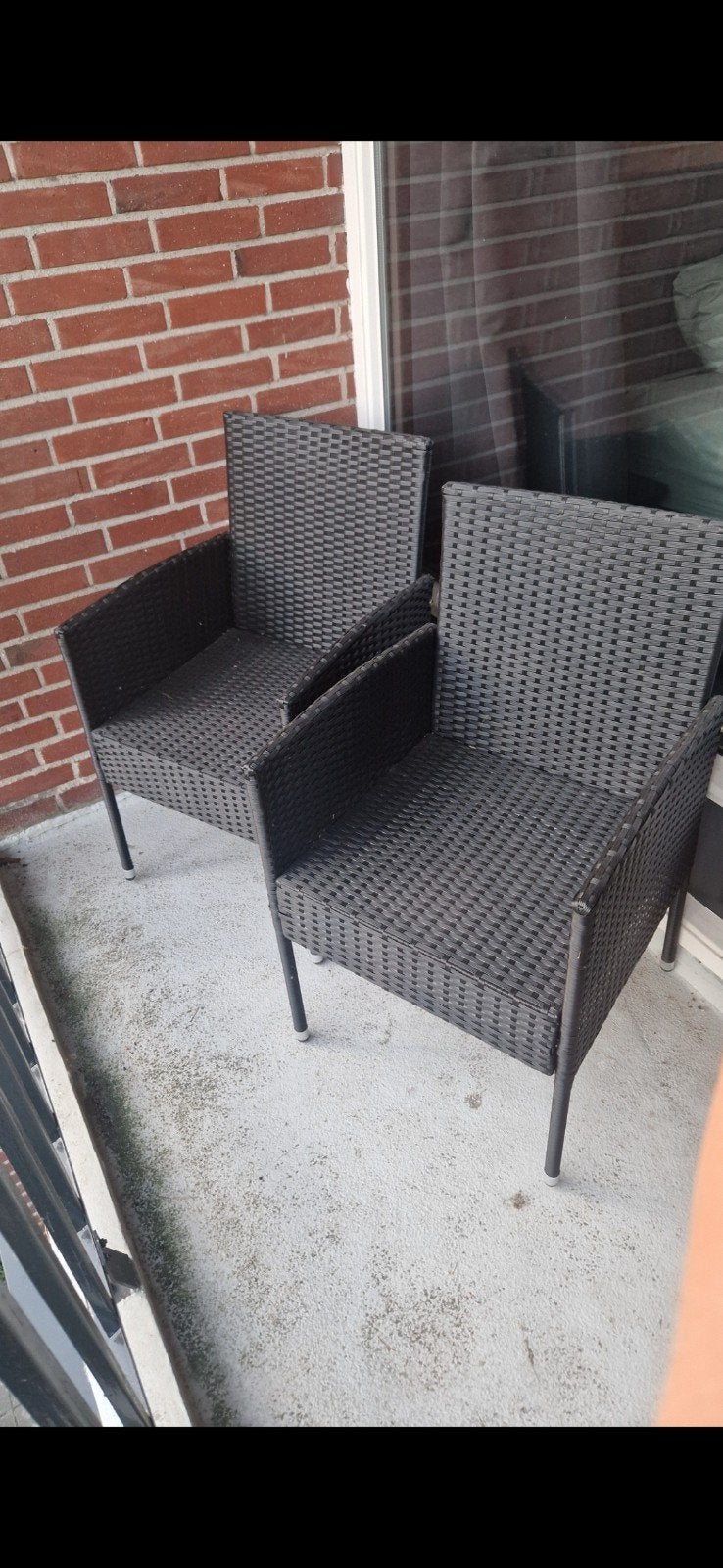 2x Zwarte Tuinstoelen met Kussens, Huis en Inrichting, Stoelen, Kunststof, Twee, Zwart, Ophalen of Verzenden