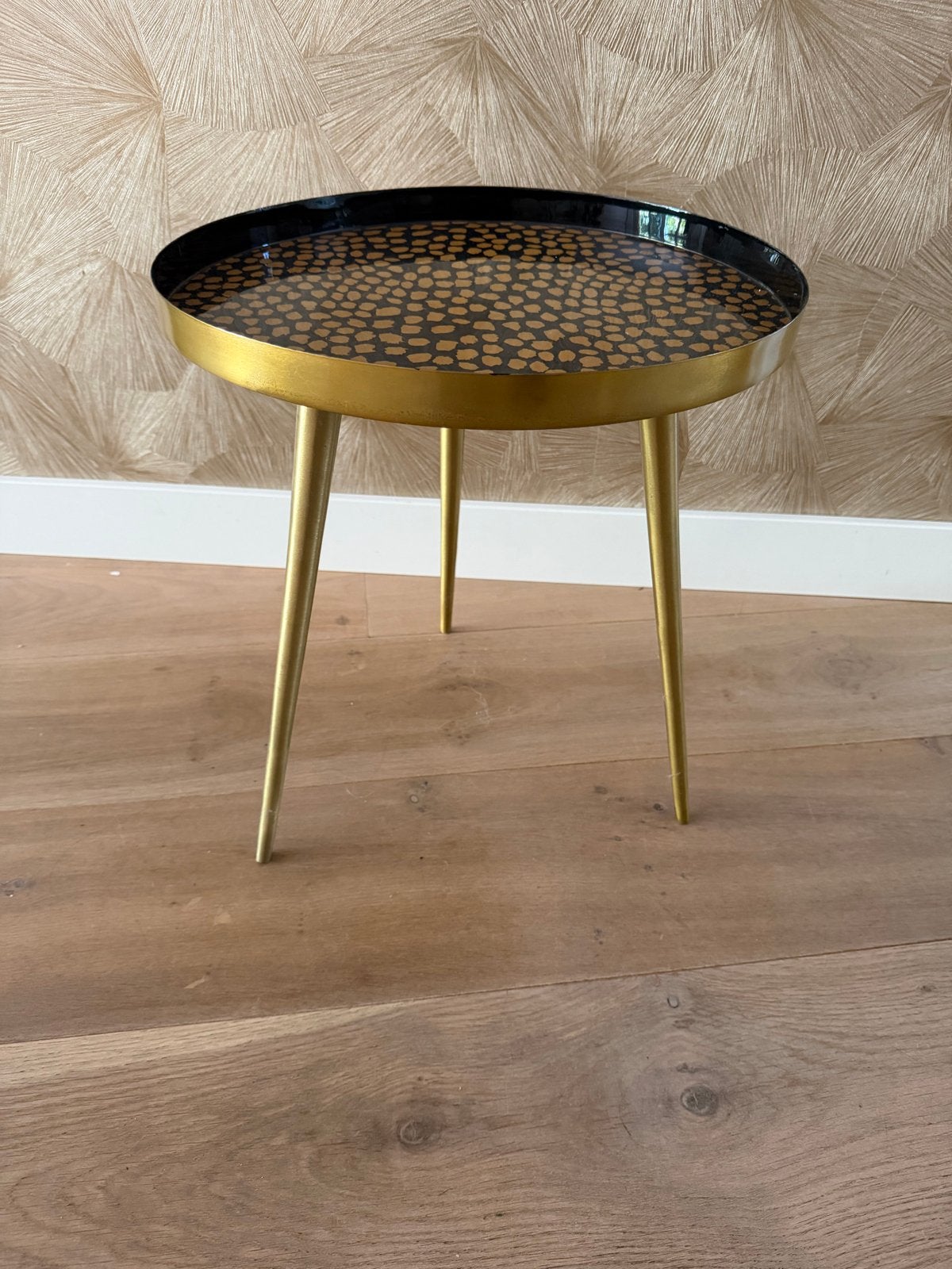 Bijzettafel met panterprint blad, Ophalen, Minder dan 45 cm, Minder dan 55 cm, Gebruikt