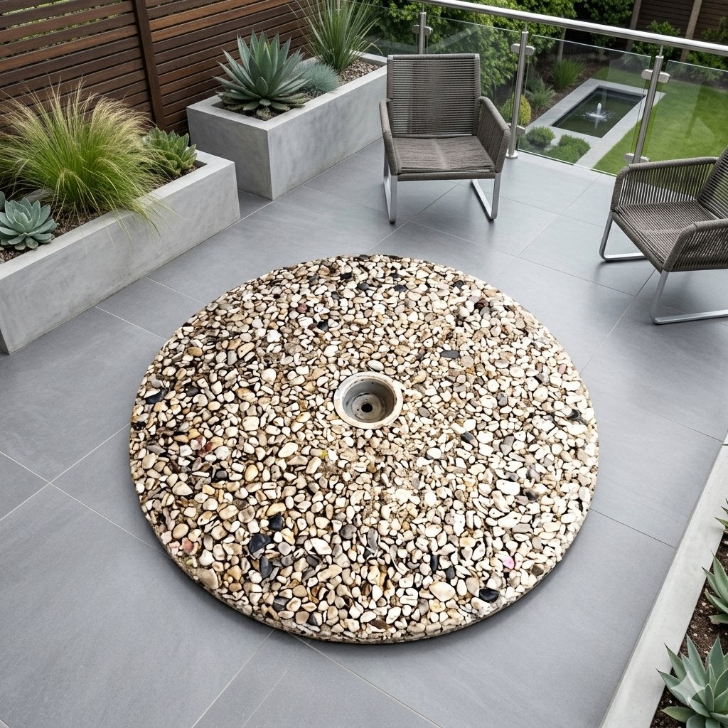 parasolvoet grind/rond/diameter 55 cm/hoog 4cm/50 kg, Tuin en Terras, Parasols, Ophalen, Gebruikt, Minder dan 1 meter, Parasolvoet