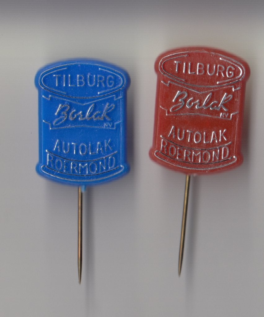 Borlak Autolak Roermond Tilburg Verf speldjes, Verzamelen, Speldjes, Pins en Buttons, Gebruikt, Niet vindbaar, Niet vindbaar, Speldje of Pin