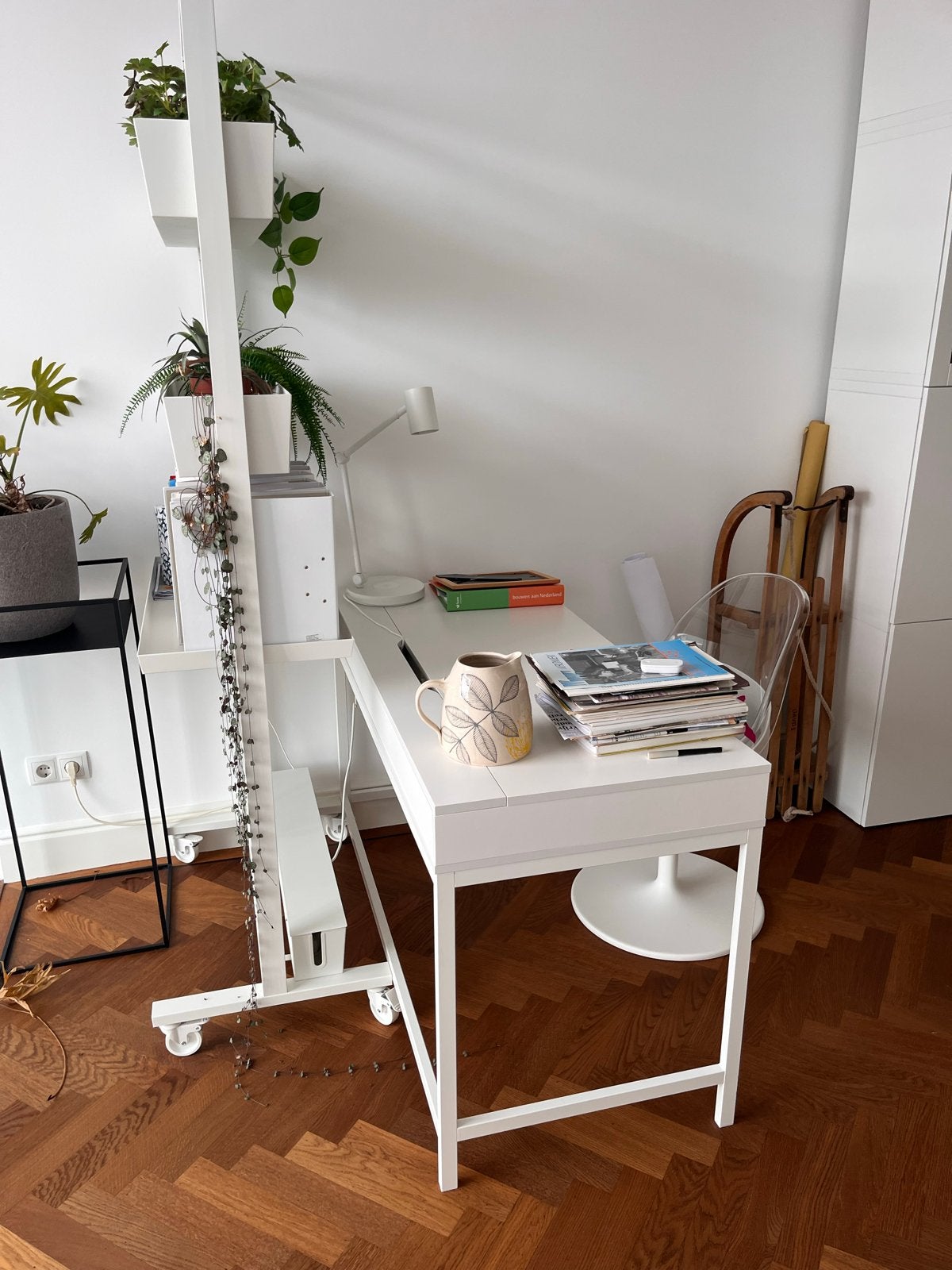 Wit bureau met opbergruimte van ikea (zonder rek), Ophalen, Gebruikt, Overige merken, Computerbureau