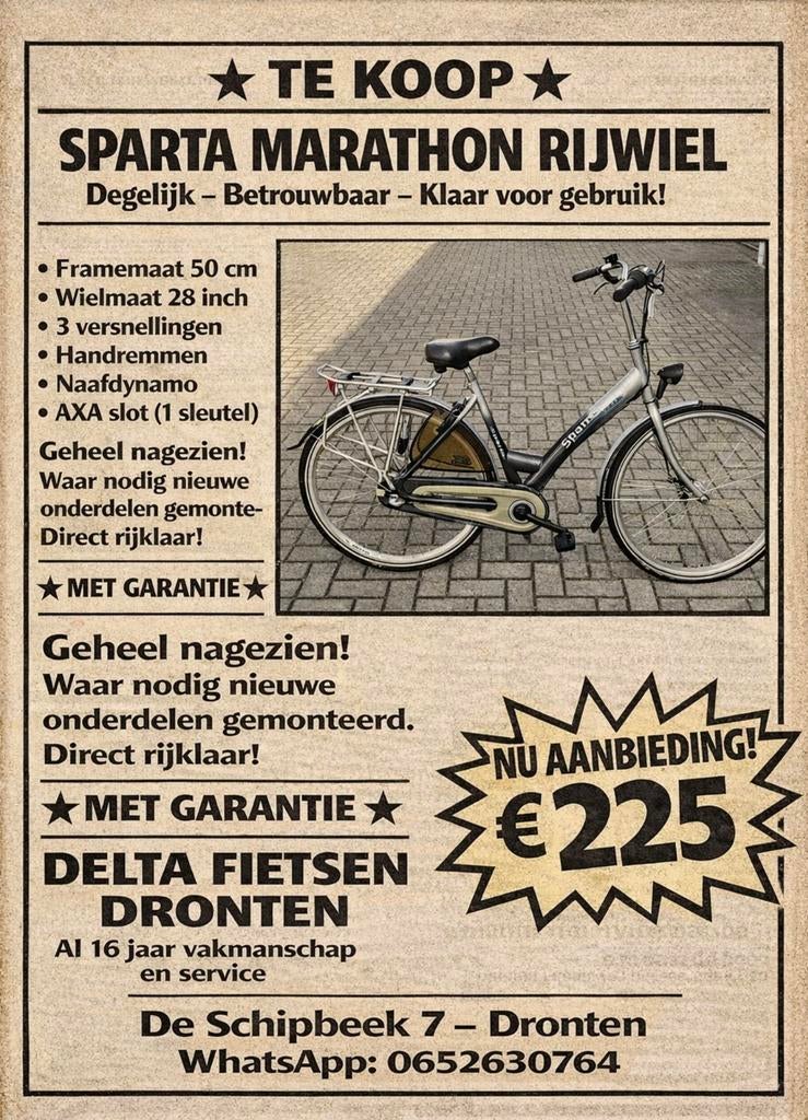 SPARTA MARATHON
Degelijk – Betrouwbaar – Klaar voor gebruik!, Fietsen en Brommers, Fietsen | Dames | Damesfietsen, Gebruikt, Ophalen