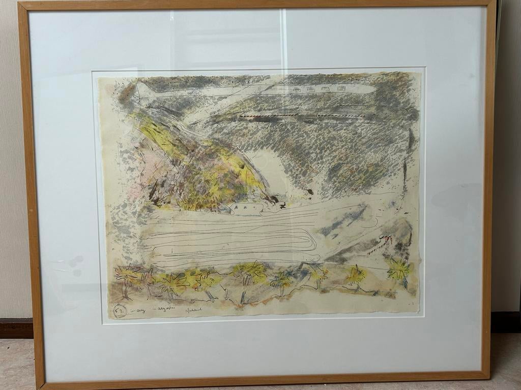 Litho op papier van Stanislaw Lewkowicz ingelijst, Antiek en Kunst, Ophalen