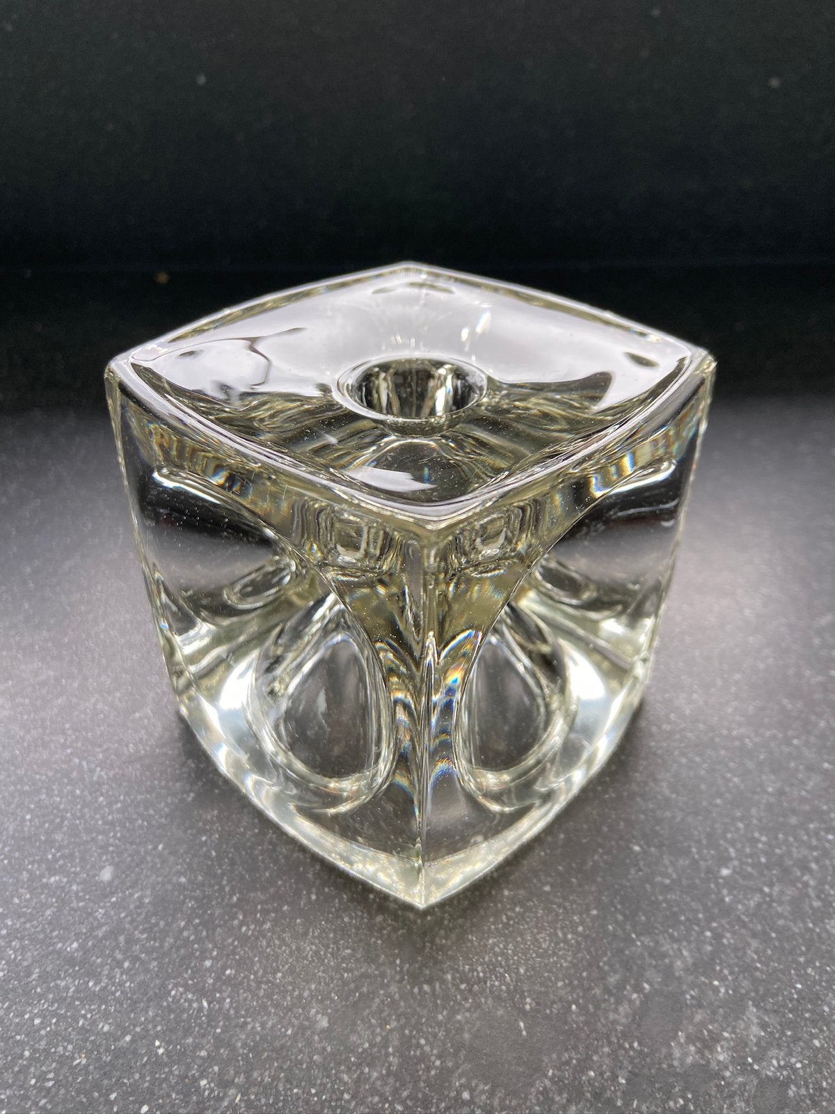 Vintage space age kubus kandelaar glas Ice Cube Rudolfova, Ophalen of Verzenden
