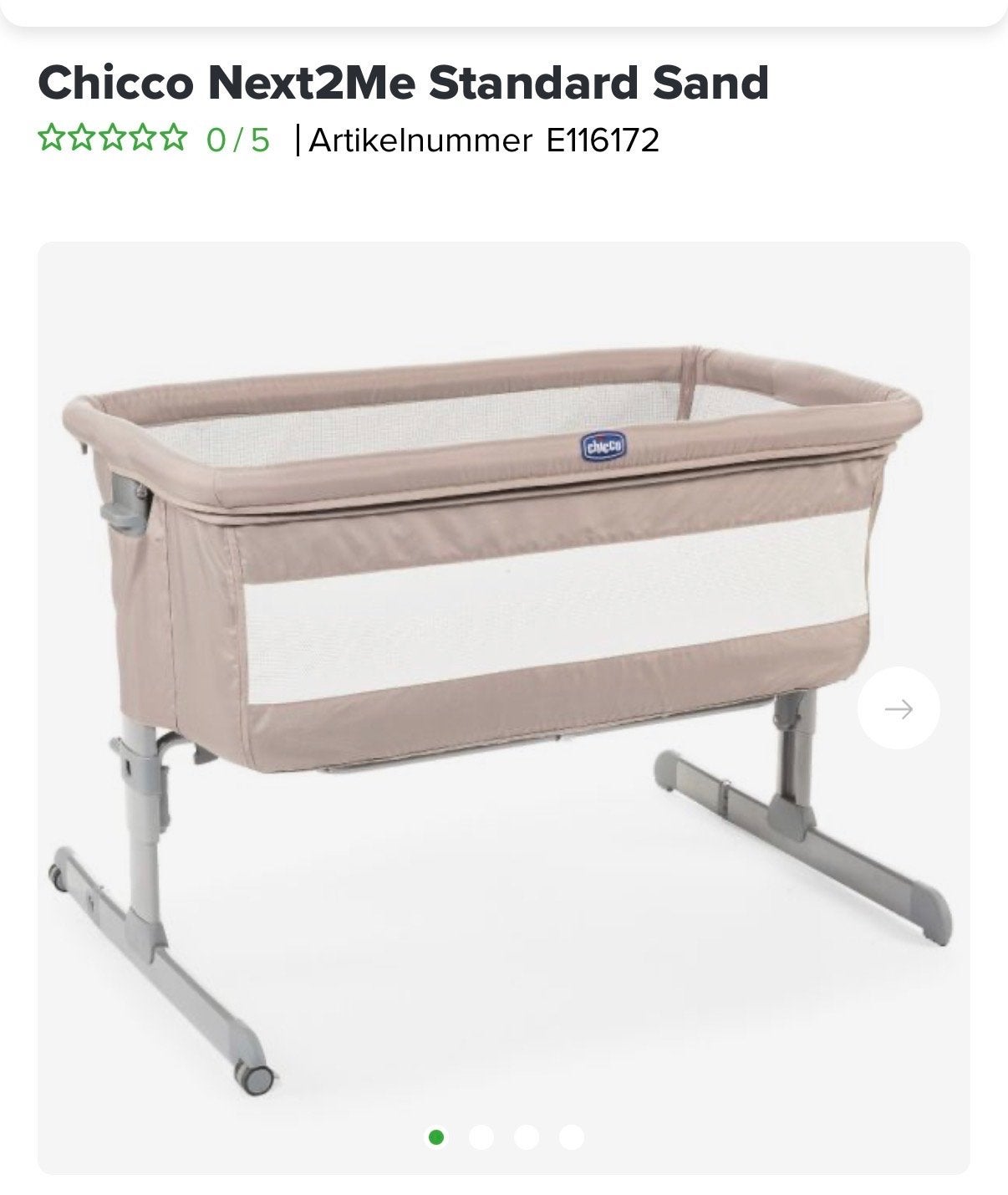 Chicco Next2Me Standard Sand Co-Sleeper Wieg, Ophalen, Zo goed als nieuw, Wieg