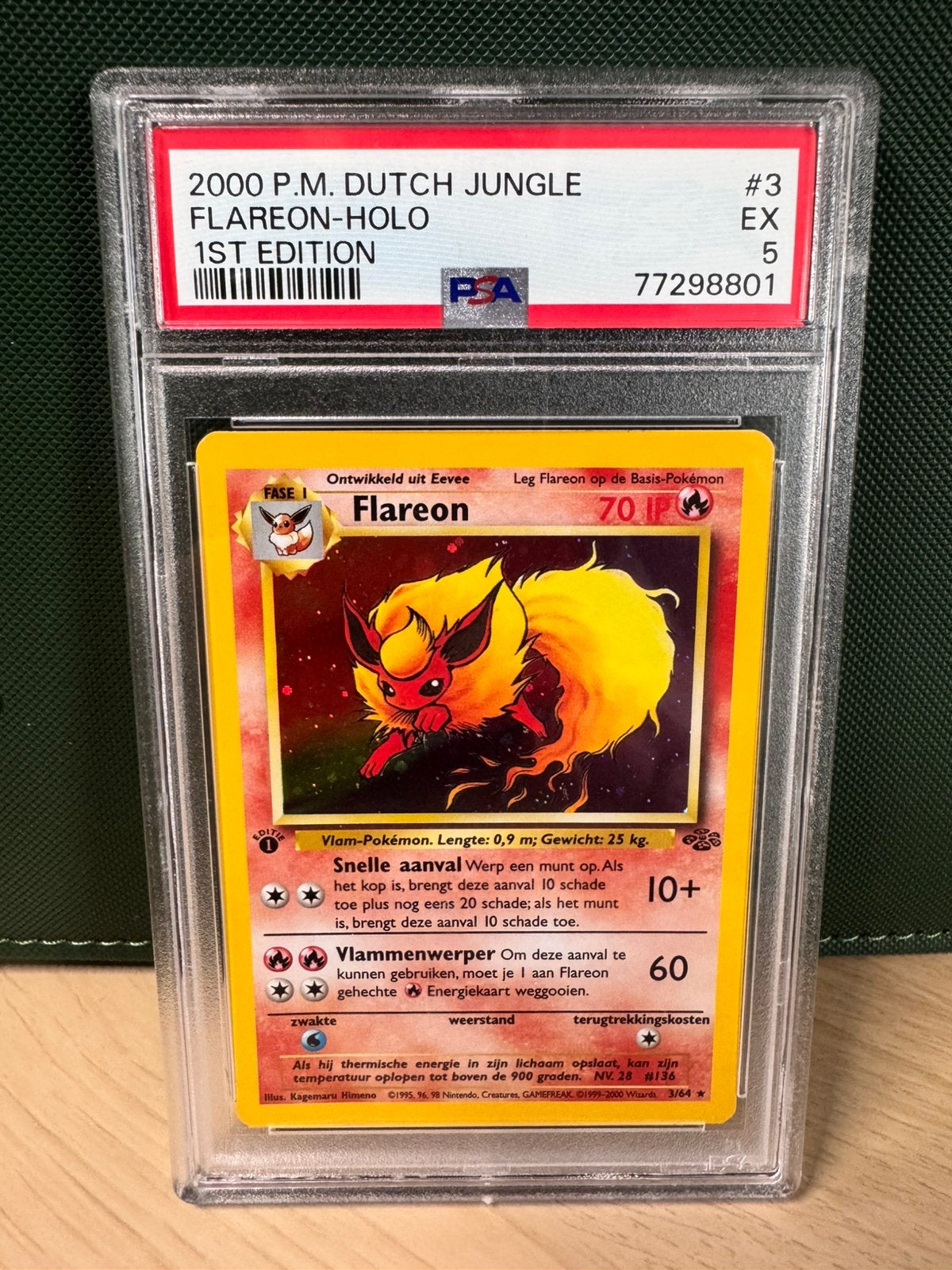 Flareon - Jungle - Holo - First Edition - PSA 5 - Nederlands, Ophalen, Zo goed als nieuw