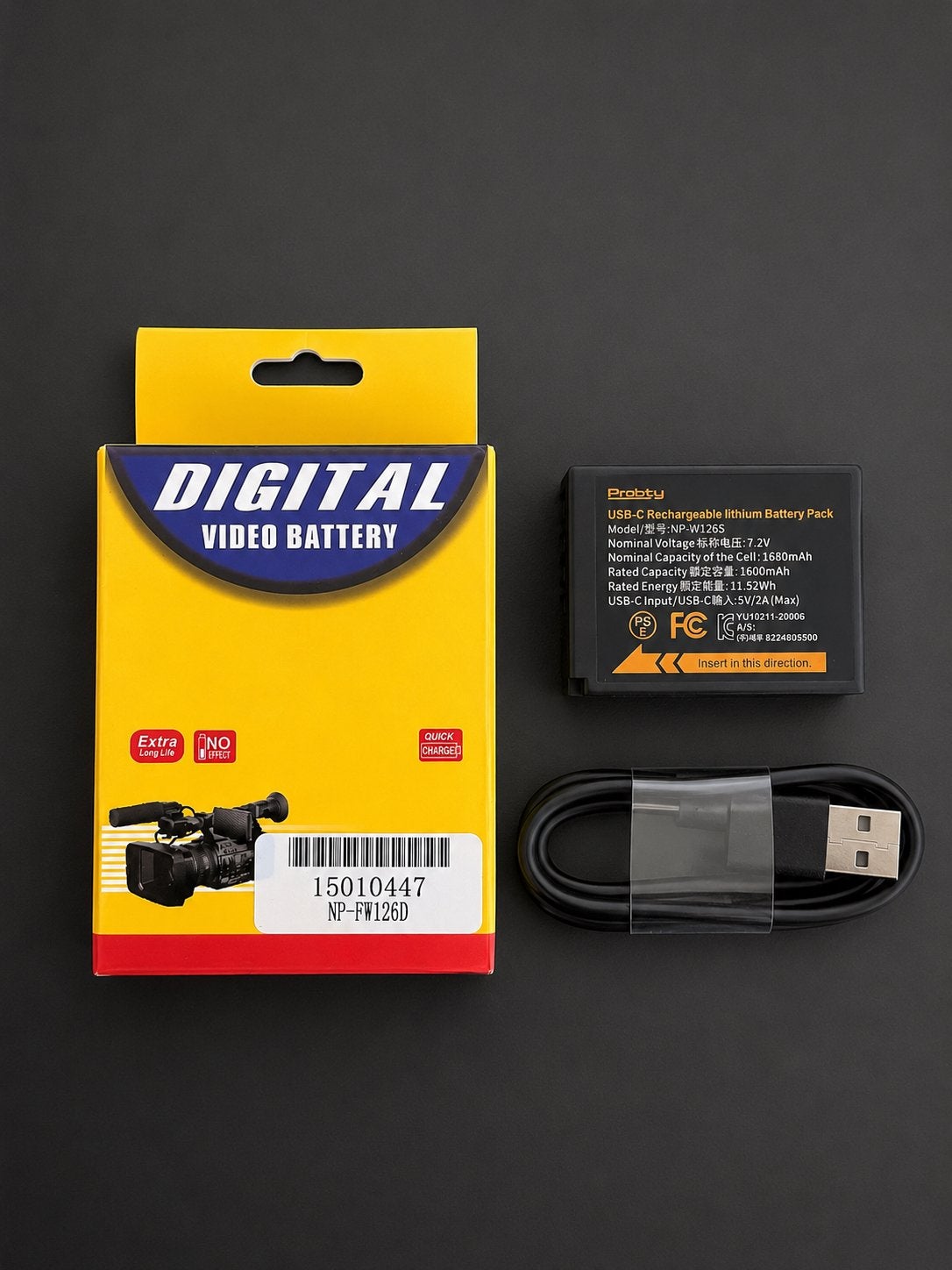 USB-C Oplaadbare Accu NP-W126S voor FUJIFILM X-E5, Audio, Tv en Foto, Overige merken, Fujifilm, Nieuw, Accu