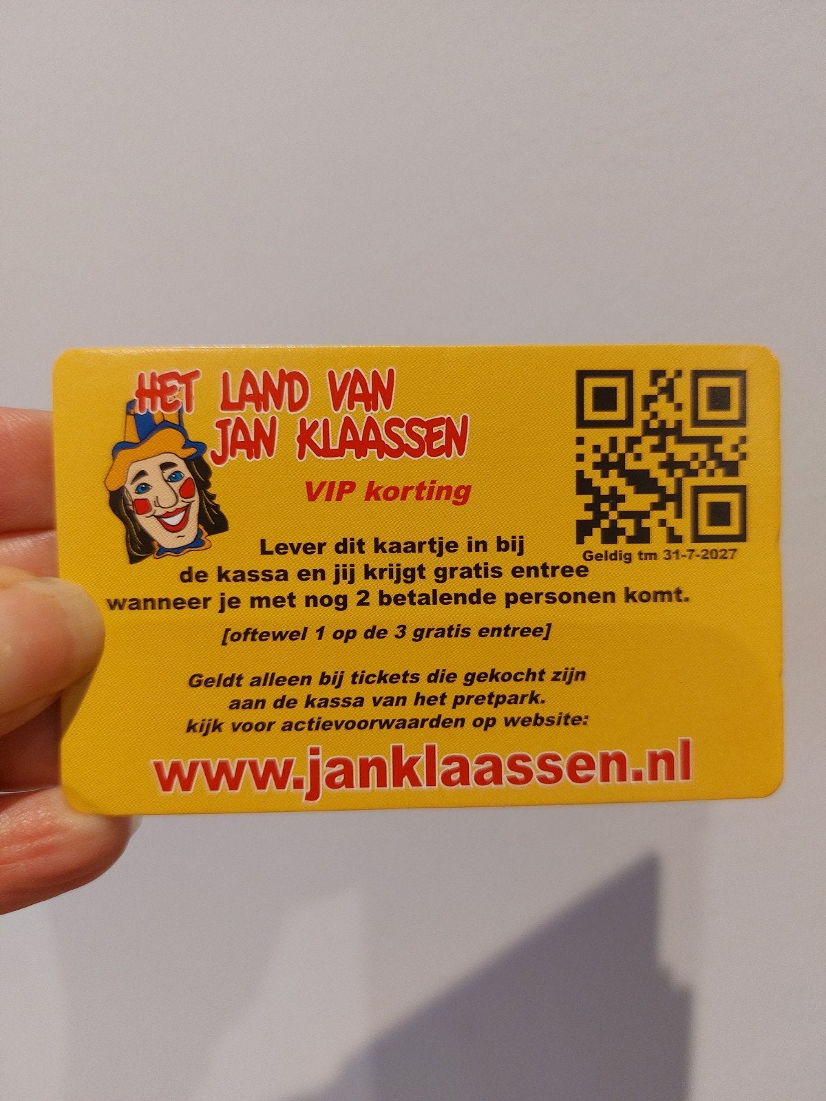 kortingskaartje land van jan klaassen, Tickets en Kaartjes, Eén persoon, Ticket of Toegangskaart