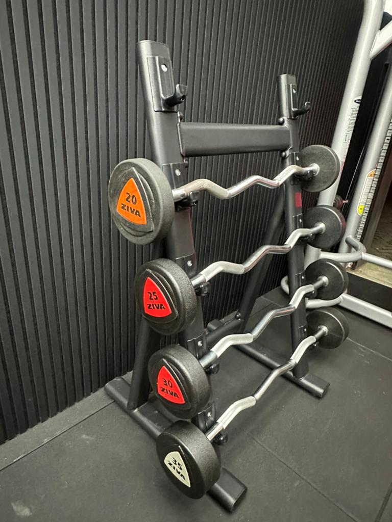 ZIVA EZ barbells + LMX rek – complete set – scherpe prijs, Ophalen, Zo goed als nieuw, Benen, Halterstangen