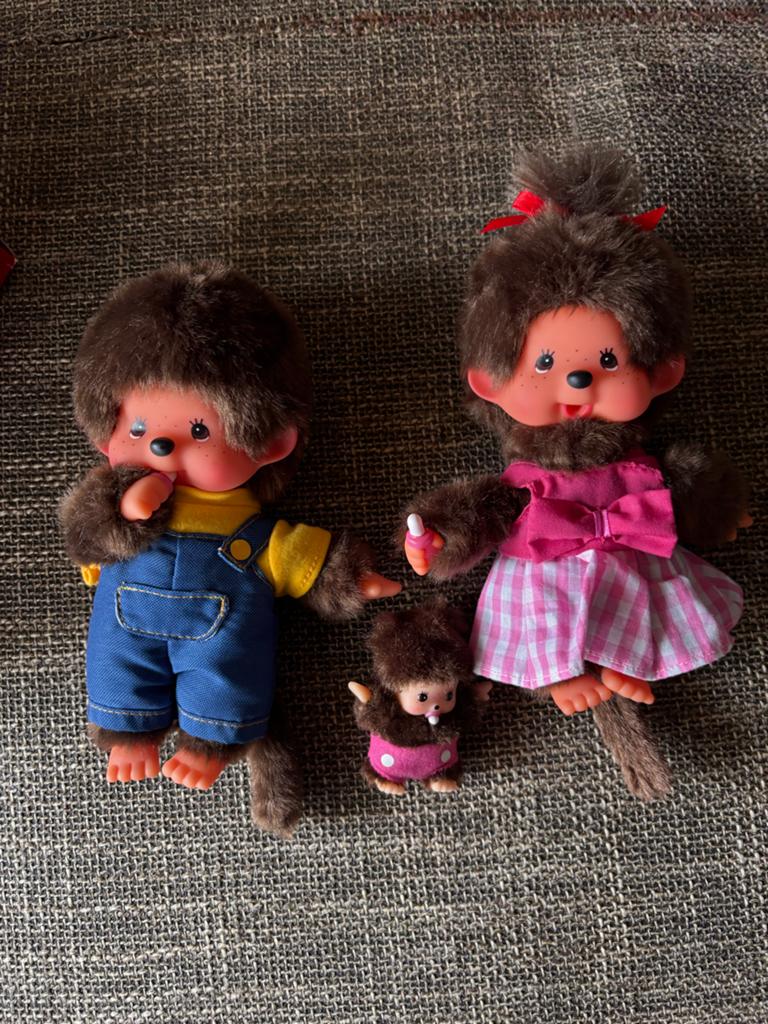 Monchhichi familie set (vader, moeder, kind) - Nieuw in doos, Met doos, Overige merken, Overige karakters, Nieuw