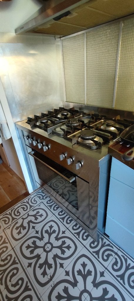 bosch solitaire gasfornuis 5 pits 90cm, Ophalen, Gebruikt, 60 cm of meer, Gas