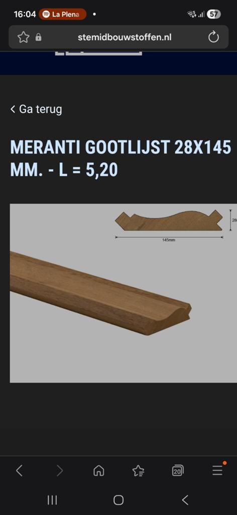 Meranti hardhouten gootlijsten 28x145mm gegrond, Ophalen, 25 tot 50 mm, Overige typen, Nieuw