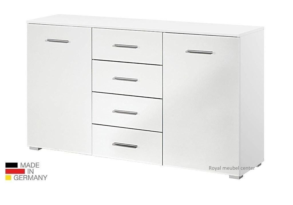 Commode-Dressoir Fly grijs -eiken-wit 140 cm-Aanbieding-, 100 tot 150 cm, 5 laden of meer, Nieuw, Ophalen of Verzenden