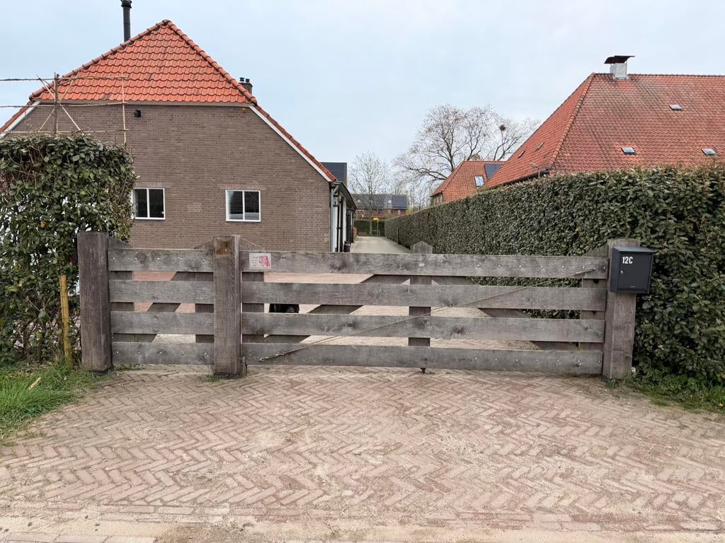 Houten hekwerk elektrisch, Ophalen, Zo goed als nieuw, Hout, Tuinhek