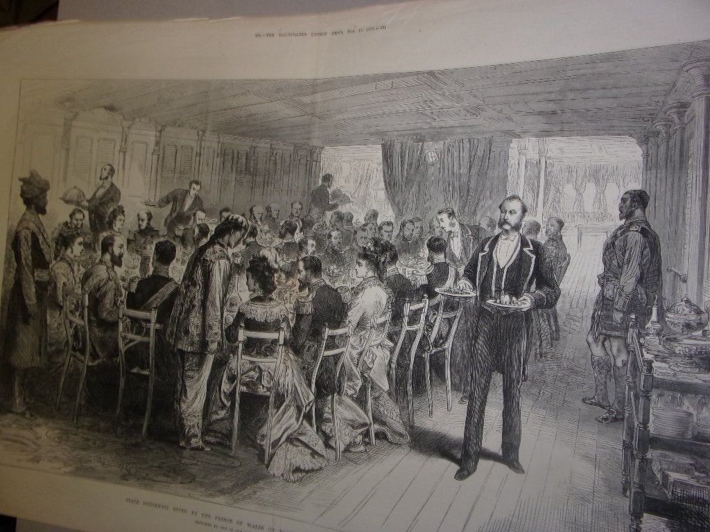 State Breakfast by Prince of Wales to King & Queen of Greece, Antiek en Kunst, Ophalen of Verzenden, 56 cm, 1800 - 1899, 40 cm