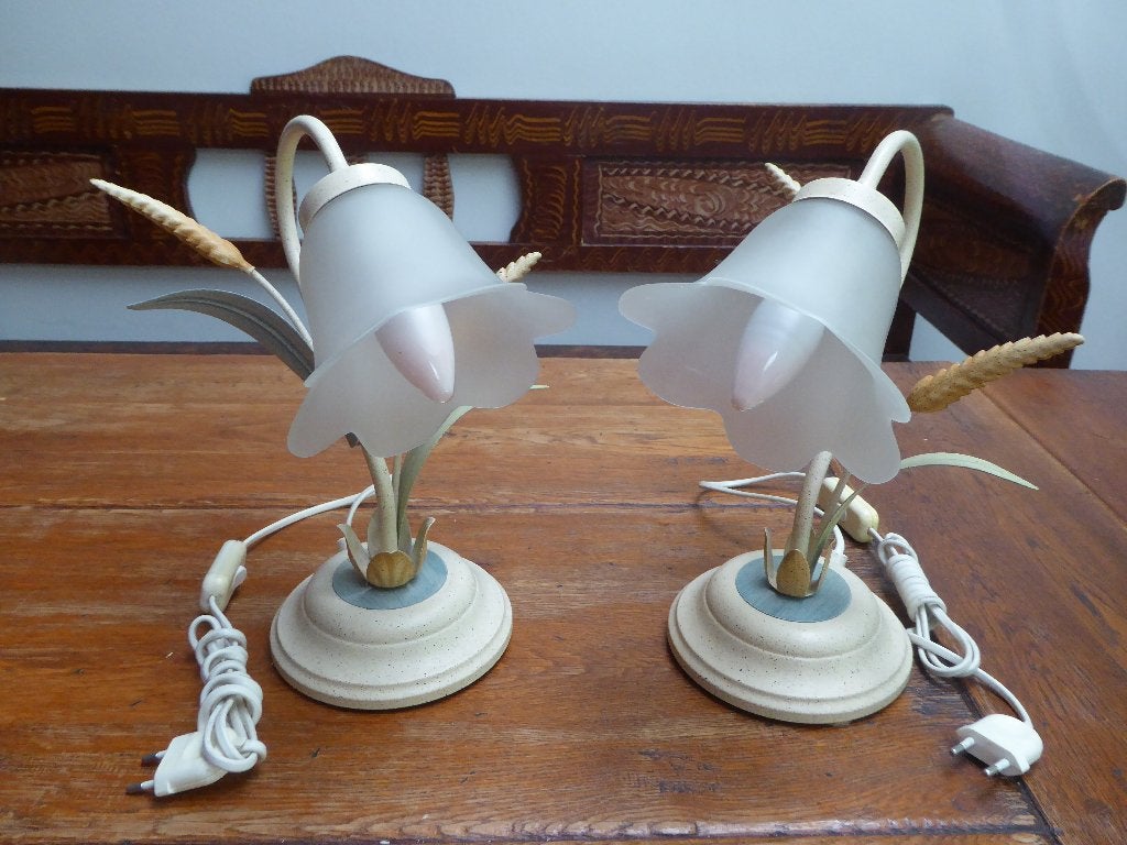 2 vintage Franse lampjes, lelie, Ophalen of Verzenden
