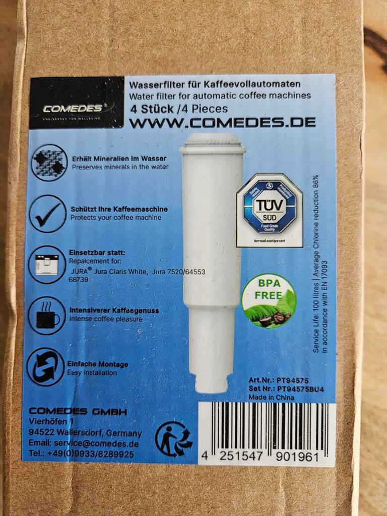 Comedes waterfilter voor Jura koffiemachines (2 stuks), Witgoed en Apparatuur, Koffiemachine-accessoires, Ophalen of Verzenden