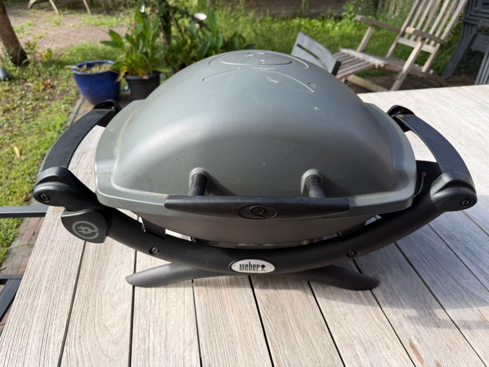 Weber Q 1400 elektrische barbecue, Tuin en Terras, Elektrische barbecues, Ophalen, Gebruikt