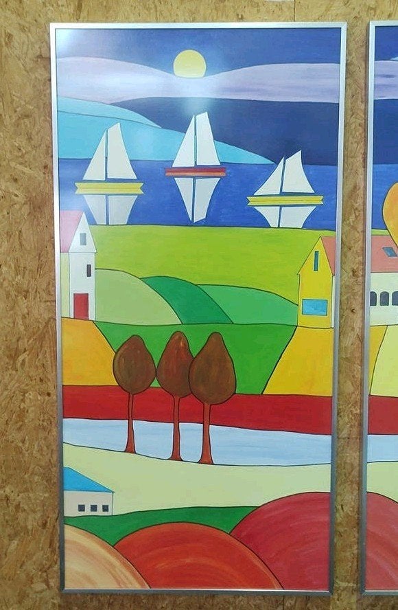 Tweeluik in de stijl van Kees Kooij, Antiek en Kunst, Kunst | Schilderijen | Modern, Ophalen