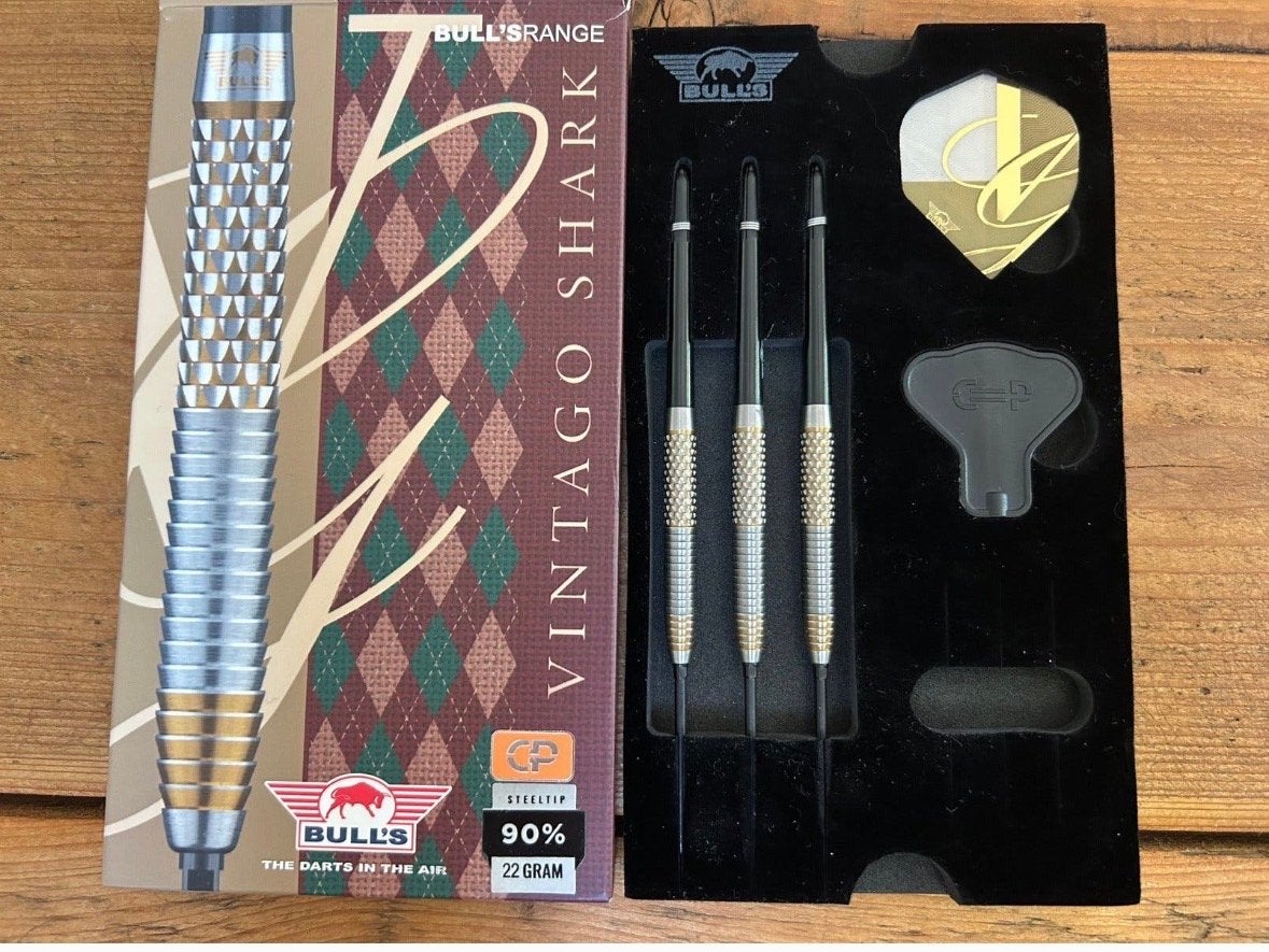 Bulls Vintage Shark Darts - 90% Tungsten, 22 gram, Sport en Fitness, Verzenden, Zo goed als nieuw, Pijlen