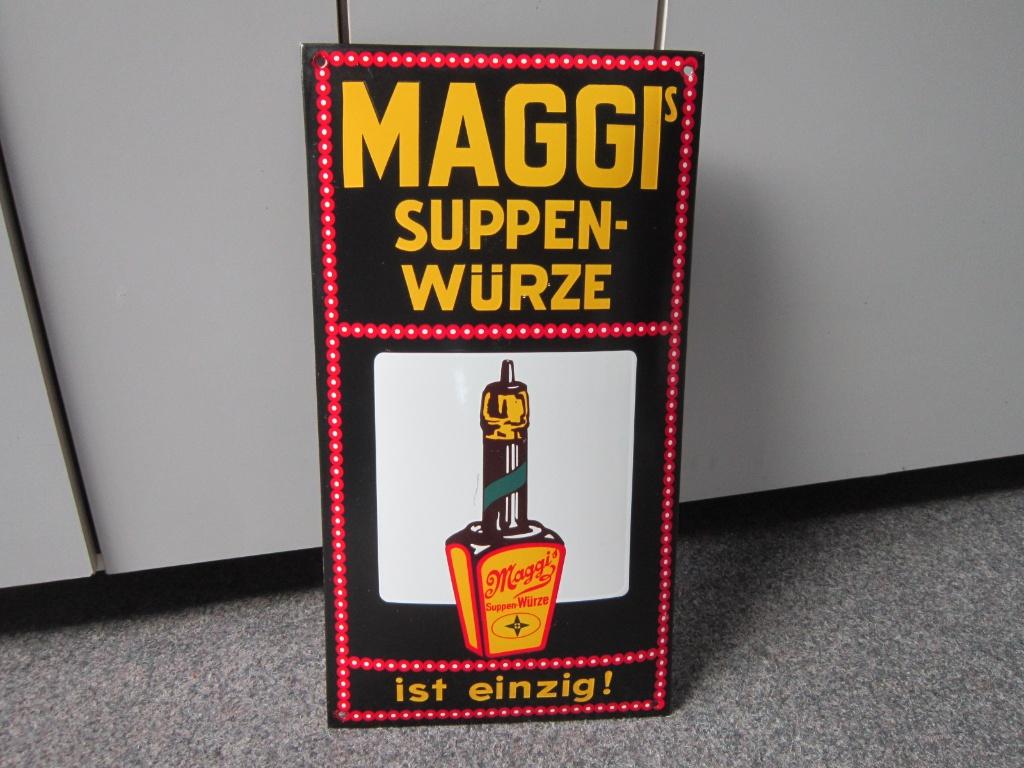 MAGGI EMAILLE RECLAMEBORD, Verzamelen, Merken en Reclamevoorwerpen, Ophalen, Gebruikt, Reclamebord