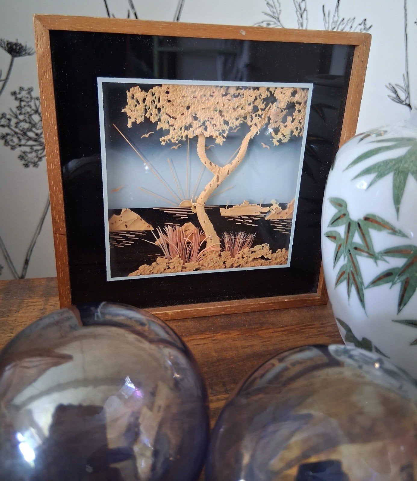 Visvlotters. Thee/ Gemberpot. Kurk diorama Japans / Chinees., Ophalen of Verzenden