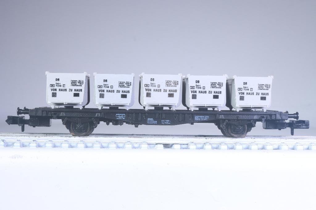 Draagwagon type Lbs met 5 vHzH-containers, DB, Gebruikt, Gelijkstroom, Fleischmann, Wagon