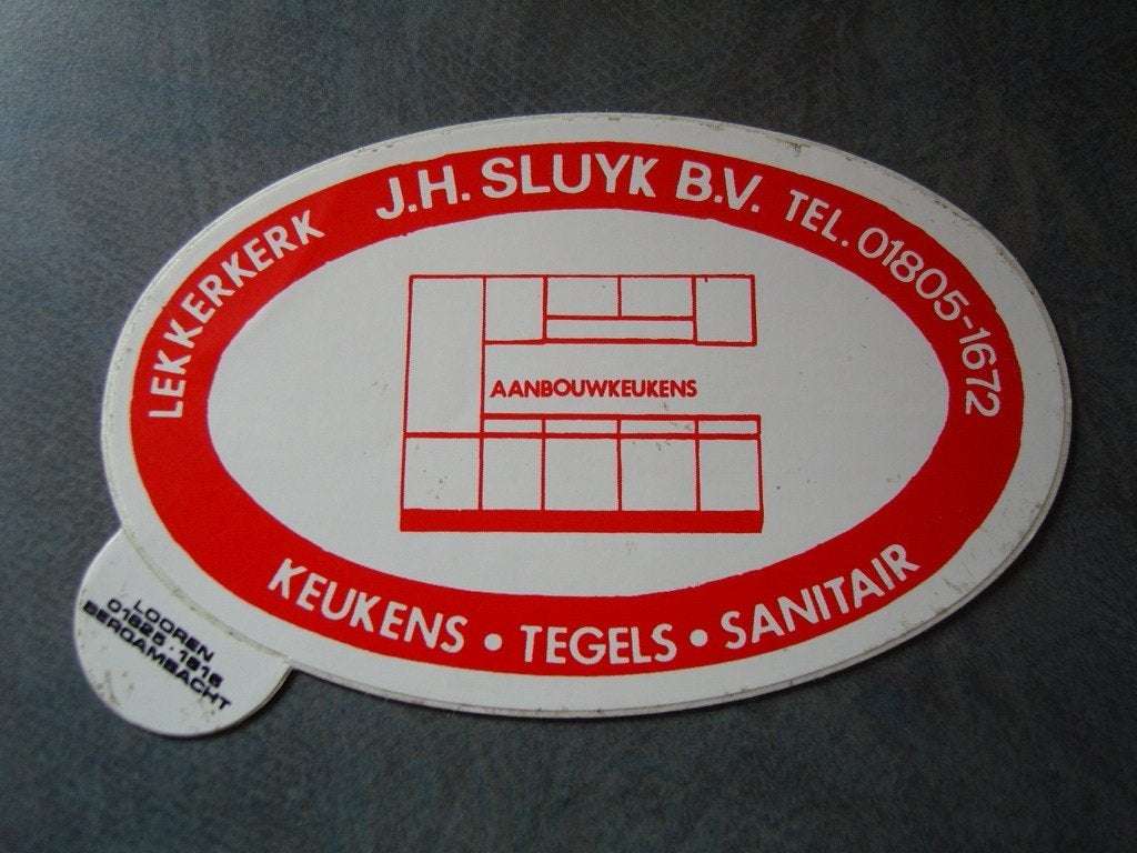 sticker lekkerkerk jh sluyk bv keukens tegels sanitair, Ophalen, Zo goed als nieuw
